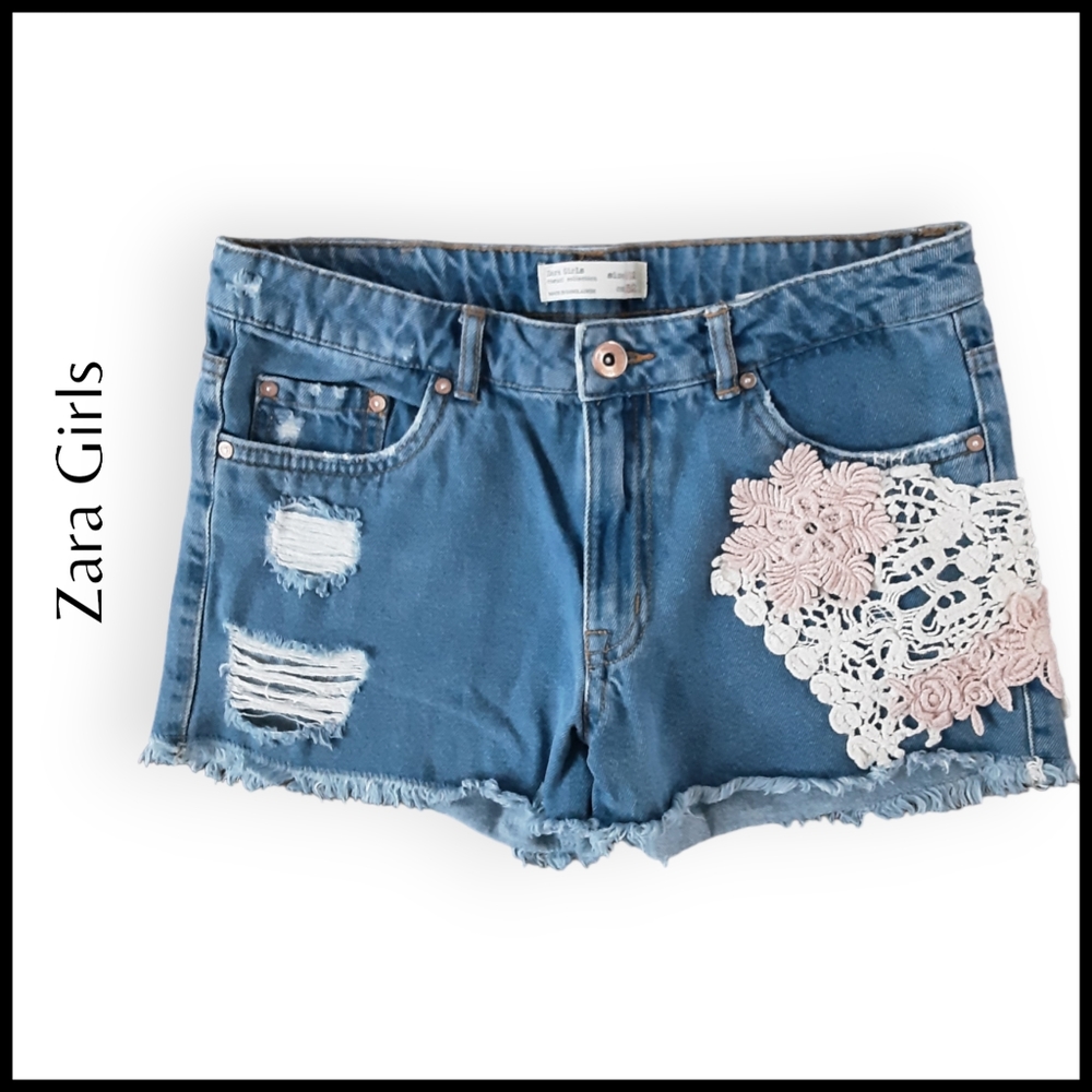Zara Girls Floral Emroidered Shorts
